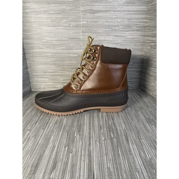 Tommy Hilfiger Mens Collins 2 Duck Rain Boots Brown Lace Up Padded Collar 13 New - Picture 3 of 10